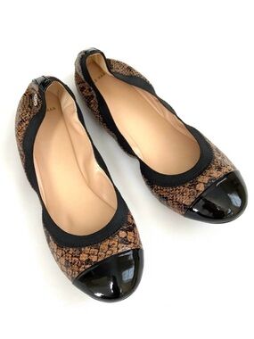NWOT Cole Haan Deltona Cap Toe Snakeskin Print Gore Ballet Flats Size 9B D42400